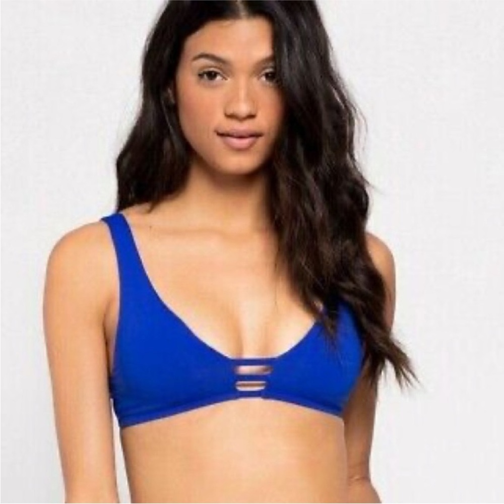 L*SPACE SWIMWEAR MARINE BLUE MONROE BRALETTE BIKINI TOP xs NWT